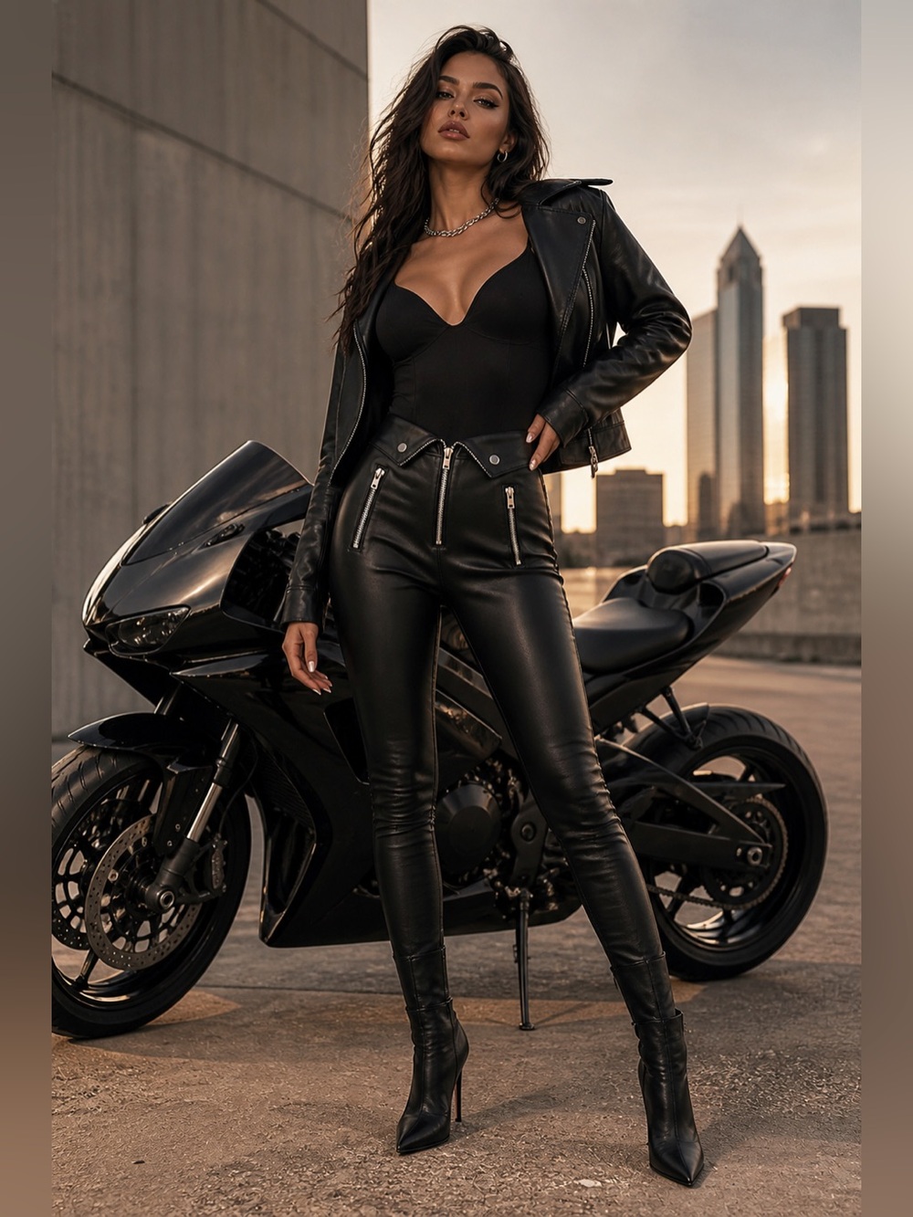 NEW HELLO MOLLY Black Faux Leather Zip Moto Leggings Edgy Baddie Sexy Nightout